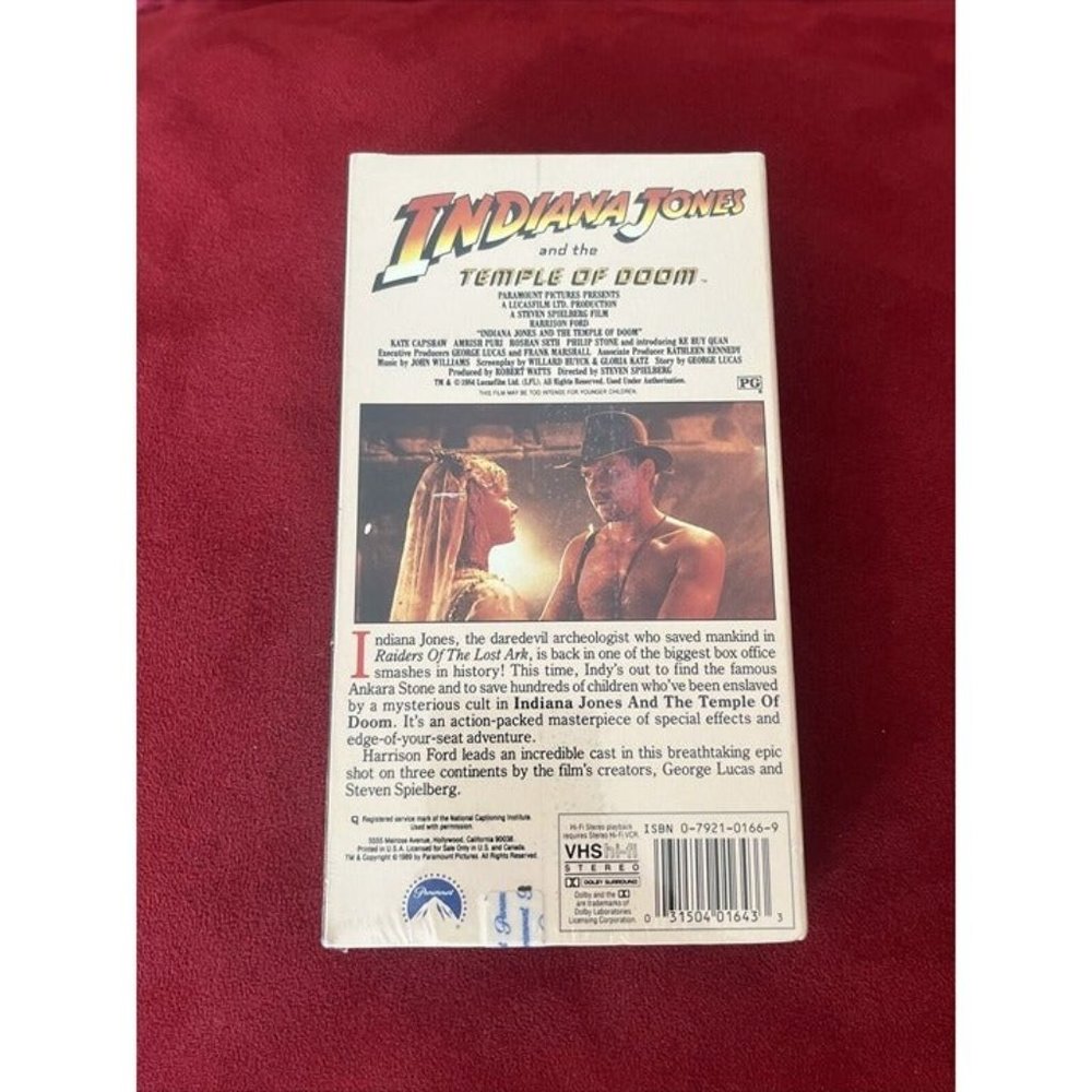 RARE UPC VARIANT 1989 INDIANA JONES & THE TEMPLE OF DOOM VHS TAPE FACTORY SEALED - Picture 2 of 7